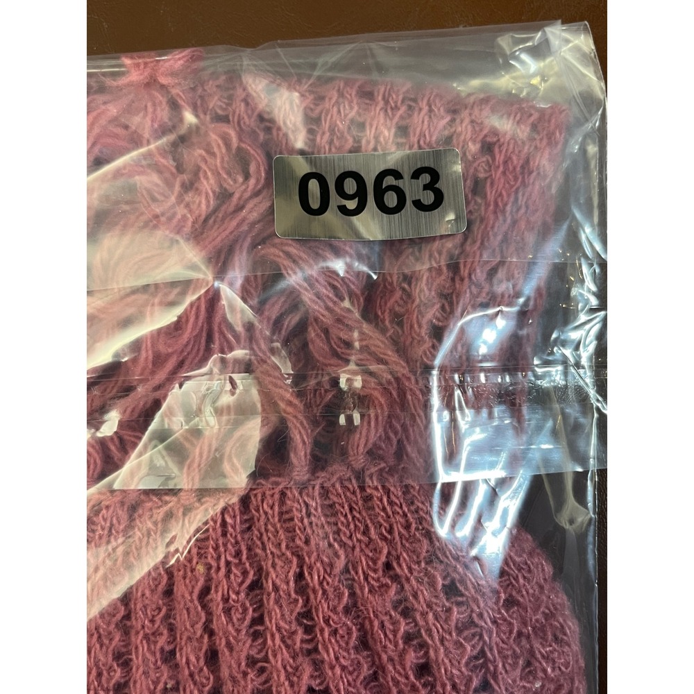 Alpaca Genuino Scarf 100% Baby Alpaca Hand Made Peru Mauve Pink Open Knit Fringe - Picture 6 of 7